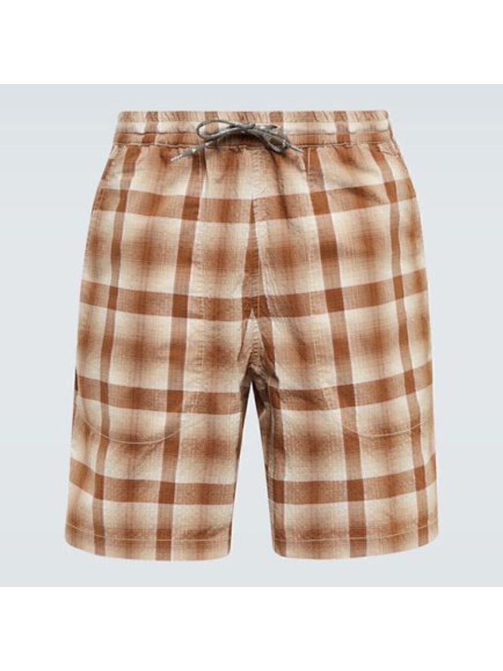 and Wander Dry Check Patterned Elastic Drawstring Waist Shorts Brown Size XL
